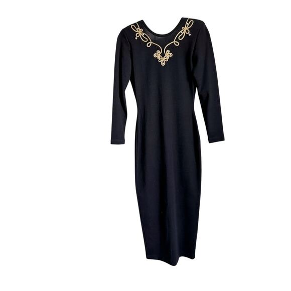 VTG VINTAGE FUSION Black knit Jeweled Wool Sweater Dress MEDIUM - Picture 4 of 9